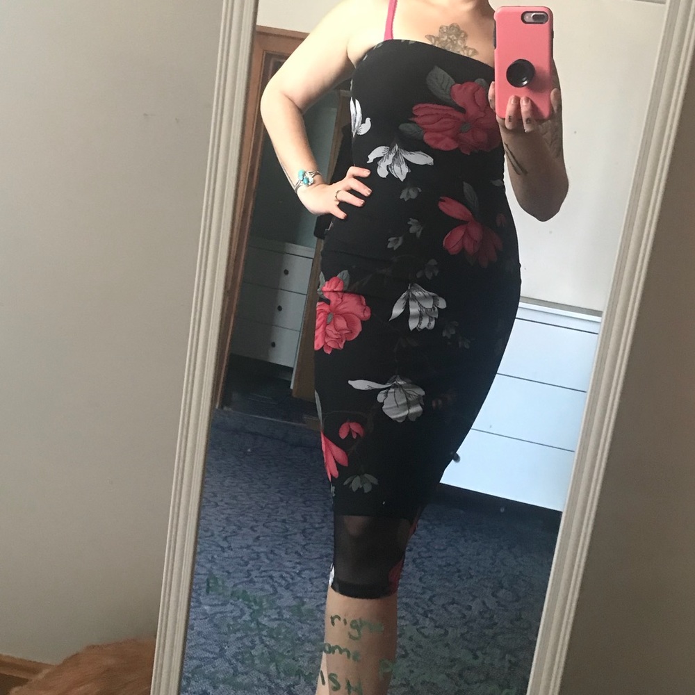 Strapless floral fitted dress sz small - Picture 4 of 7